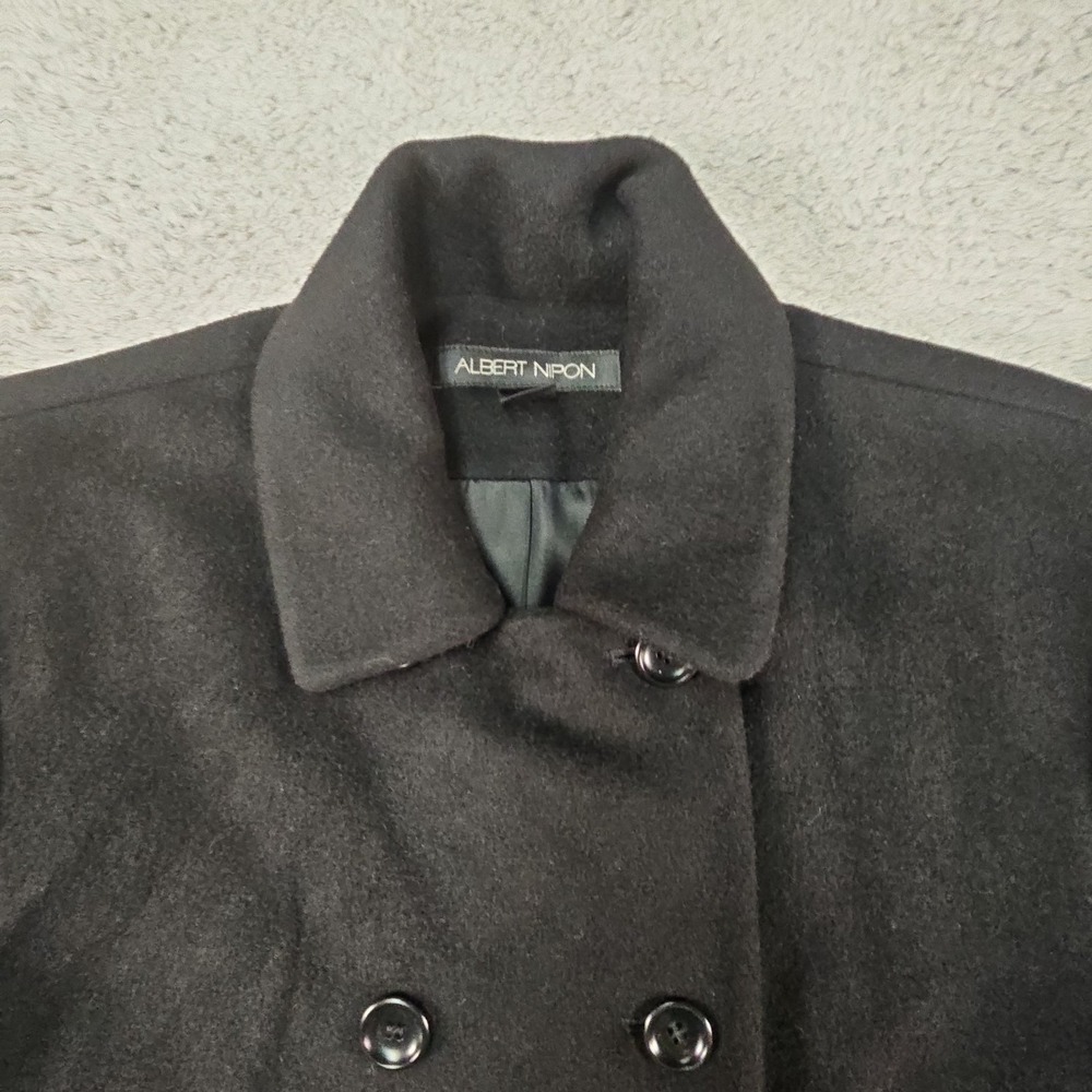 Albert Nipon Peacoat Womens 8 Black Double Breasted Wool Cashmere Blend USA - Picture 3 of 16